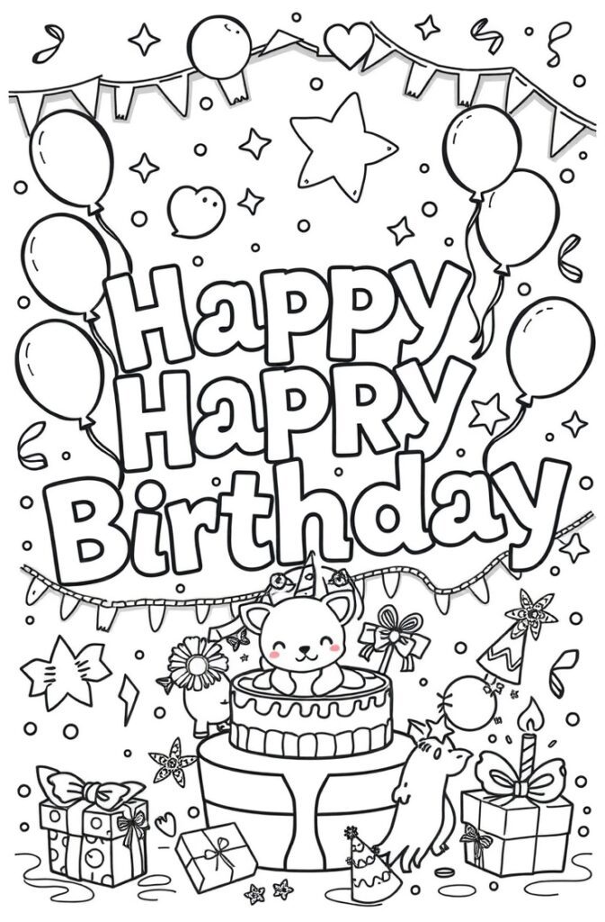 happy birthday coloring pages