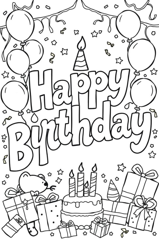 happy birthday coloring pages