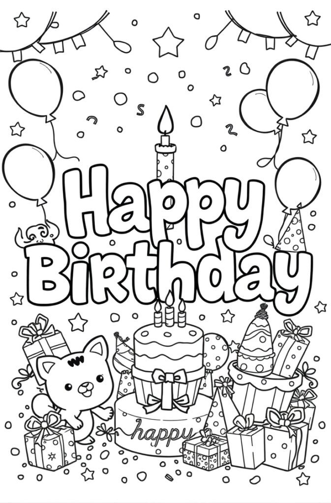 happy birthday coloring pages
