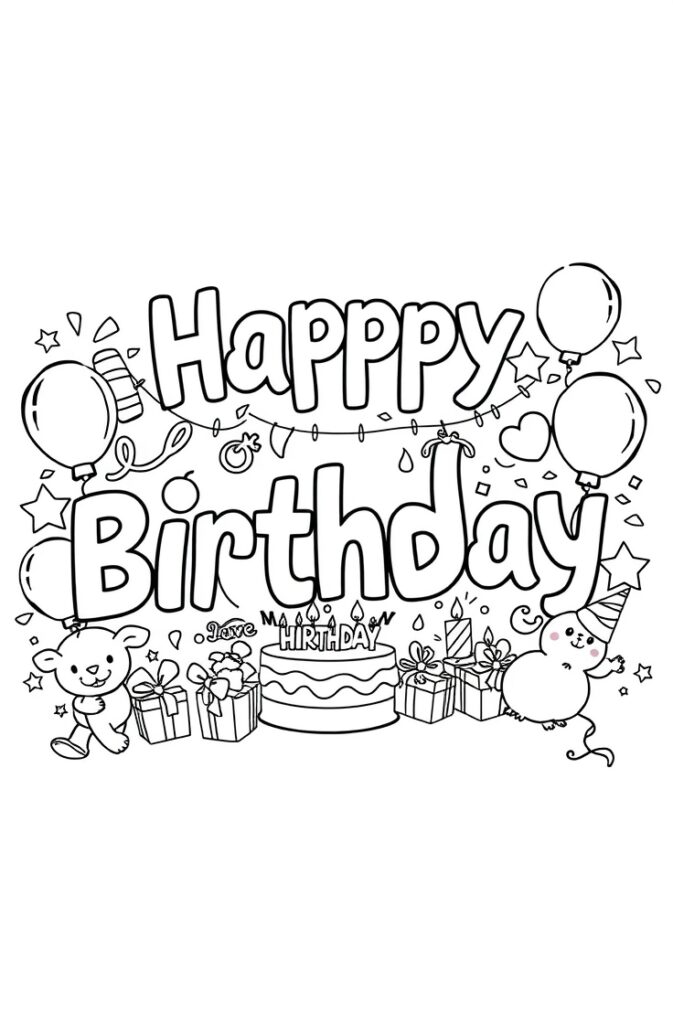 happy birthday coloring pages