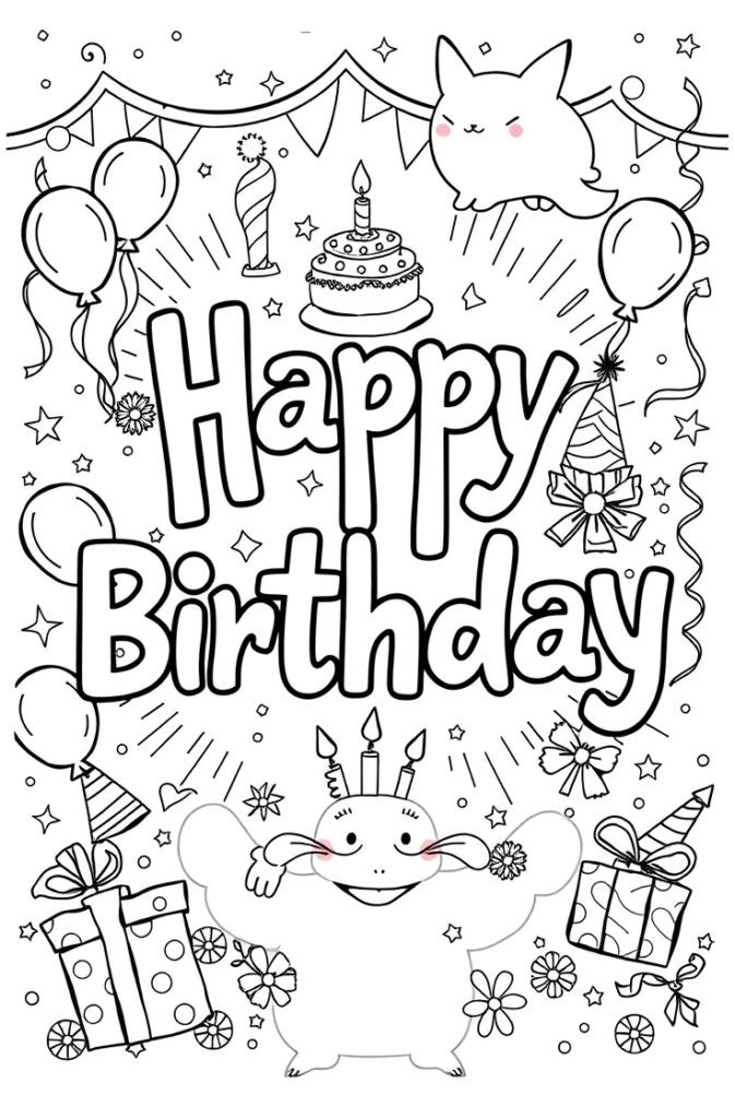 happy birthday coloring pages