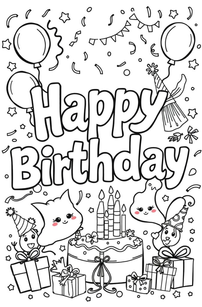 happy birthday coloring pages