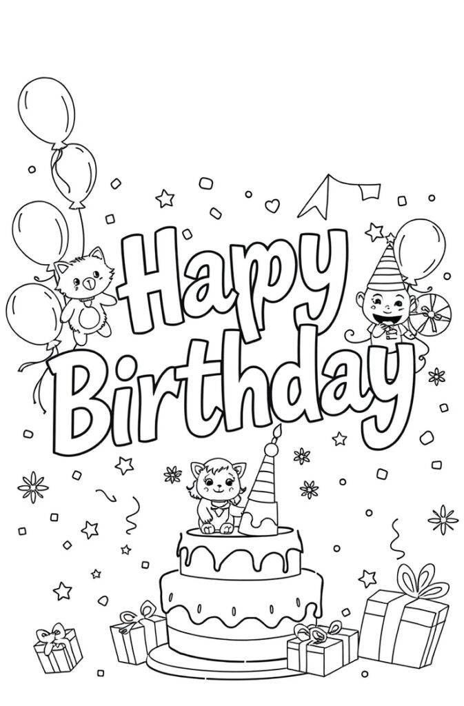 happy birthday coloring pages