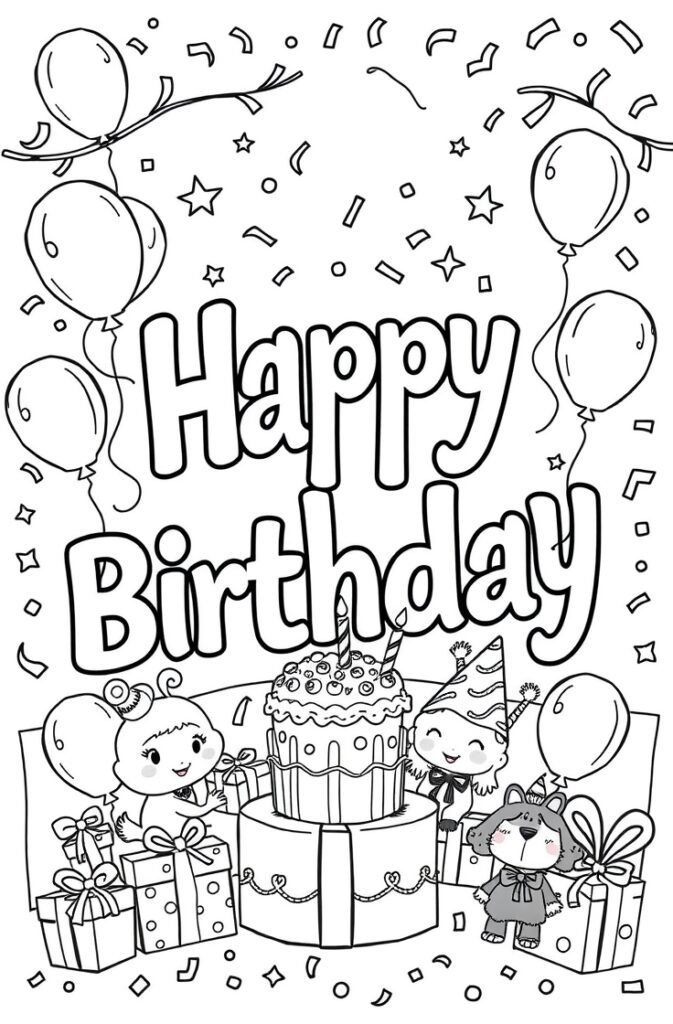 happy birthday coloring pages