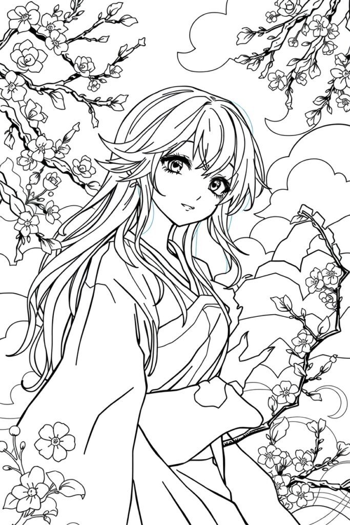 anime coloring pages for teens