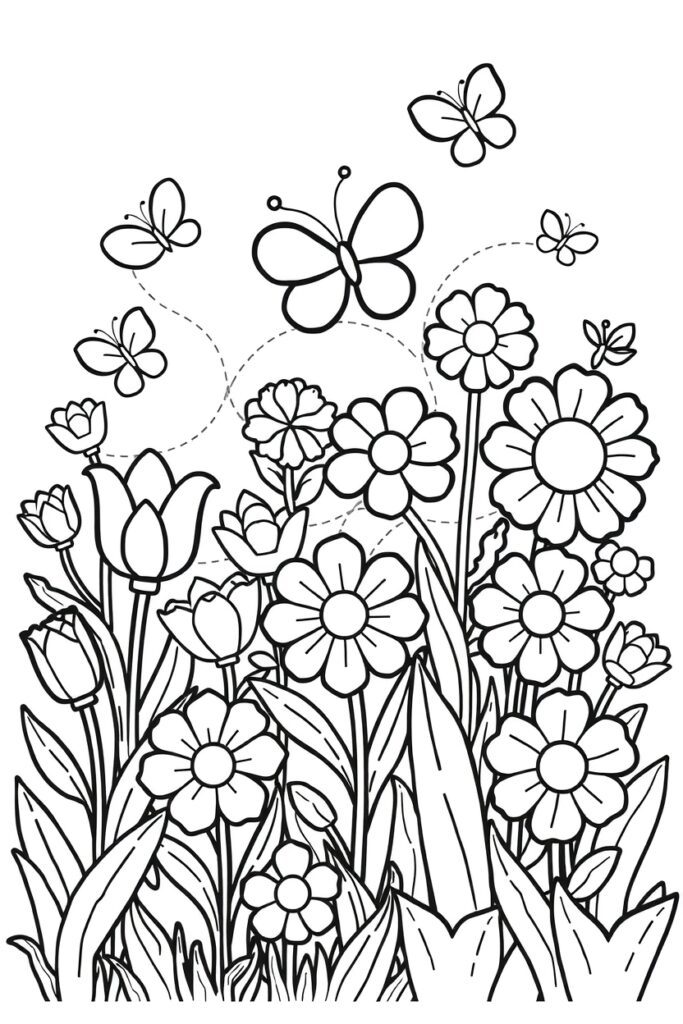 flower garden coloring pages