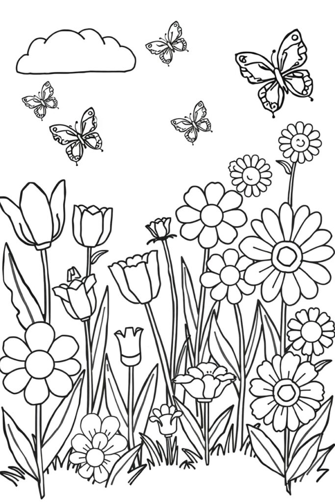 flower garden coloring pages