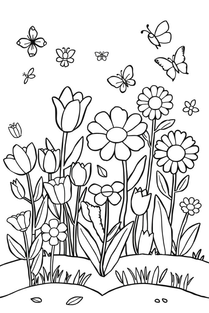 flower garden coloring pages