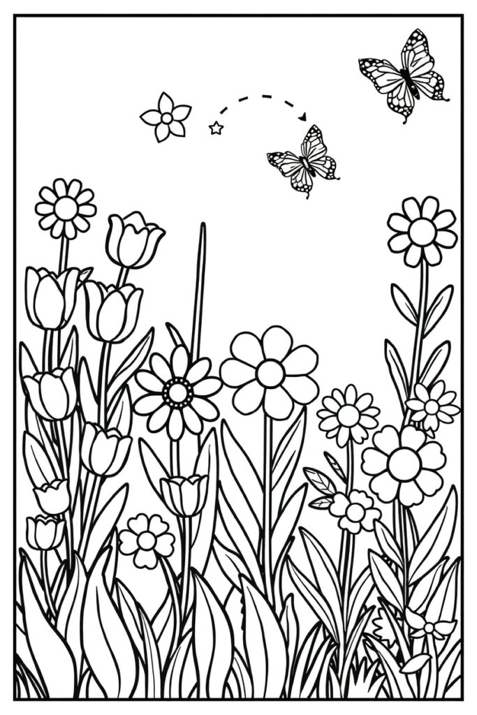 flower garden coloring pages