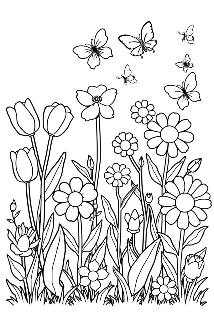 20 flower garden coloring pages
