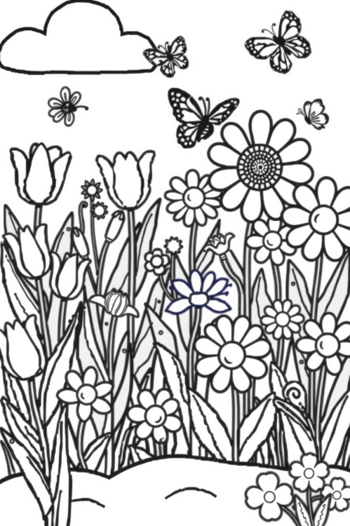flower garden coloring pages