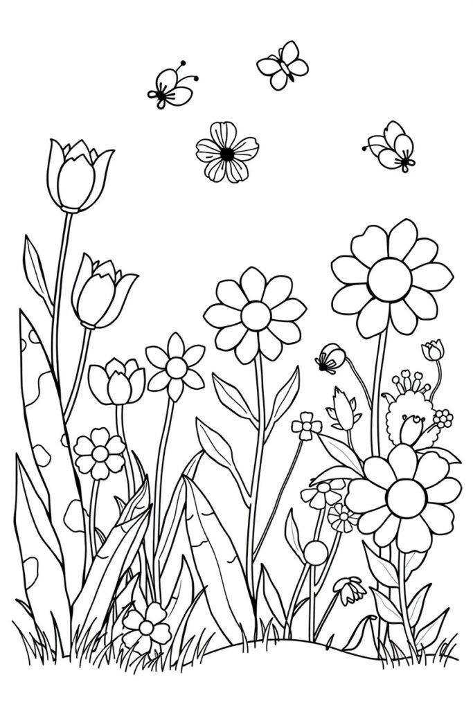 20 flower garden coloring pages