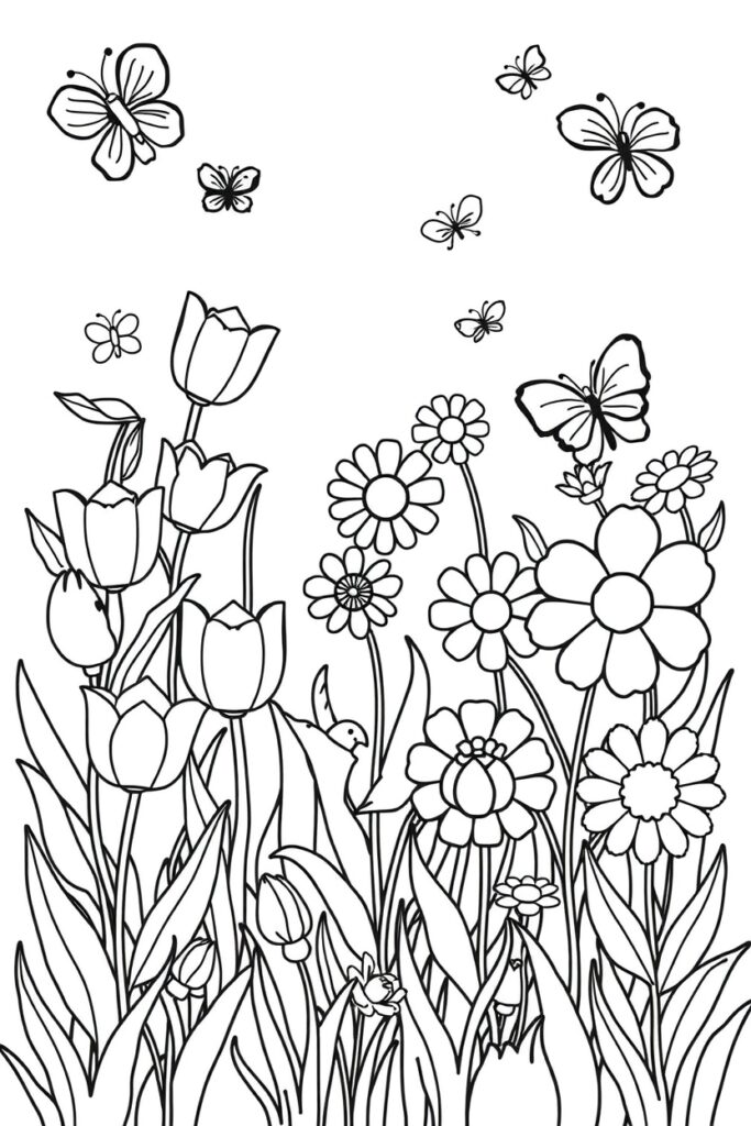 flower garden coloring pages