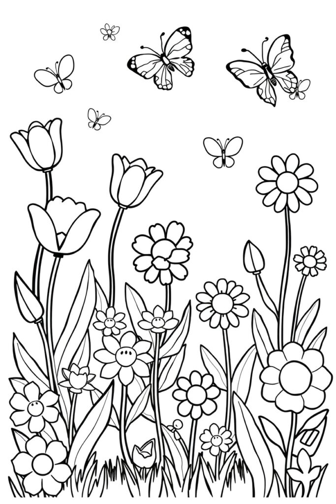 flower garden coloring pages