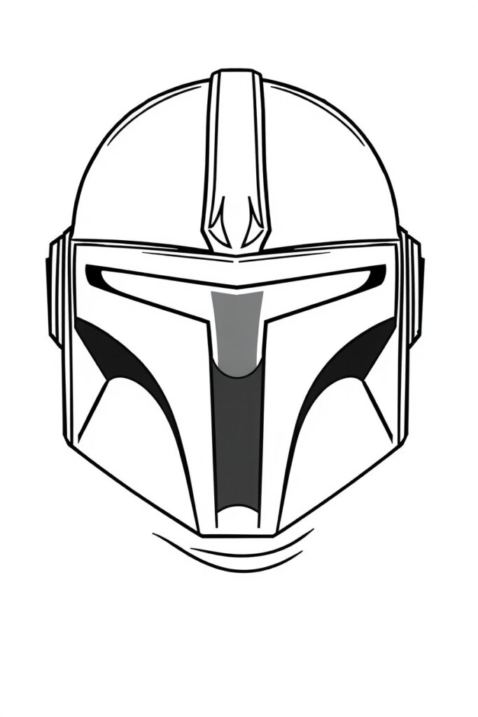 blank coloring page of mandalorian helmet