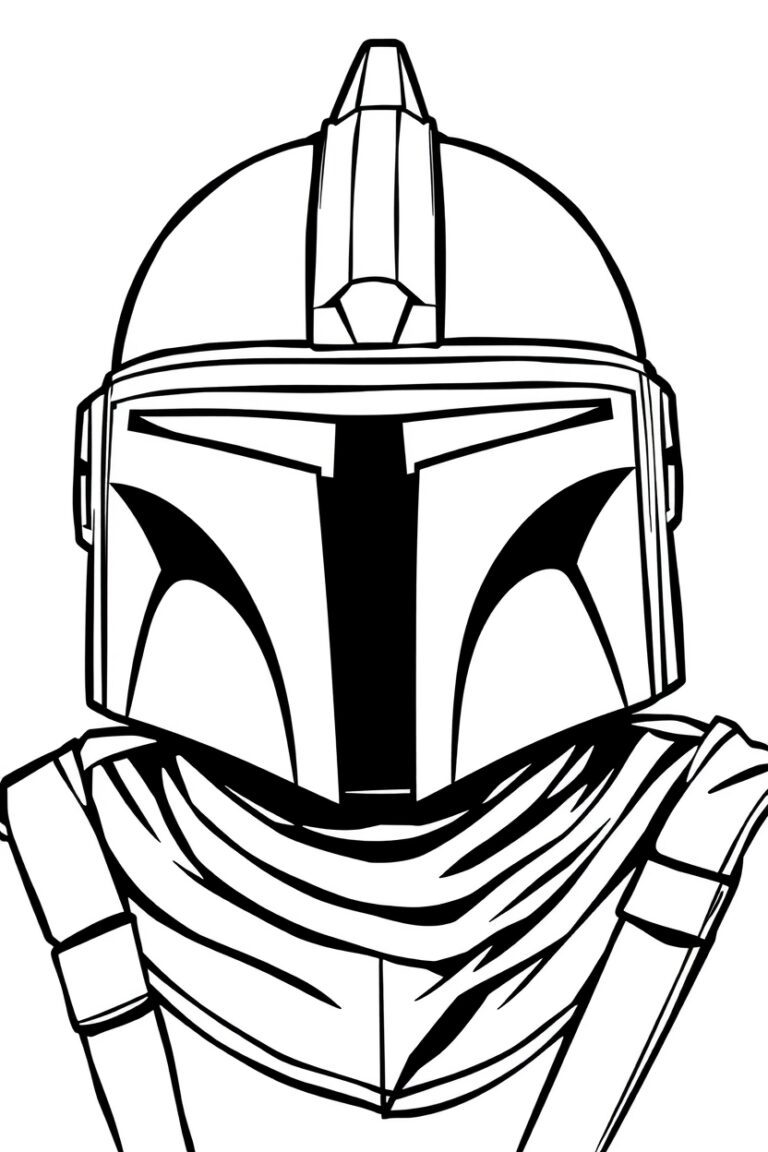 blank coloring page of mandalorian helmet