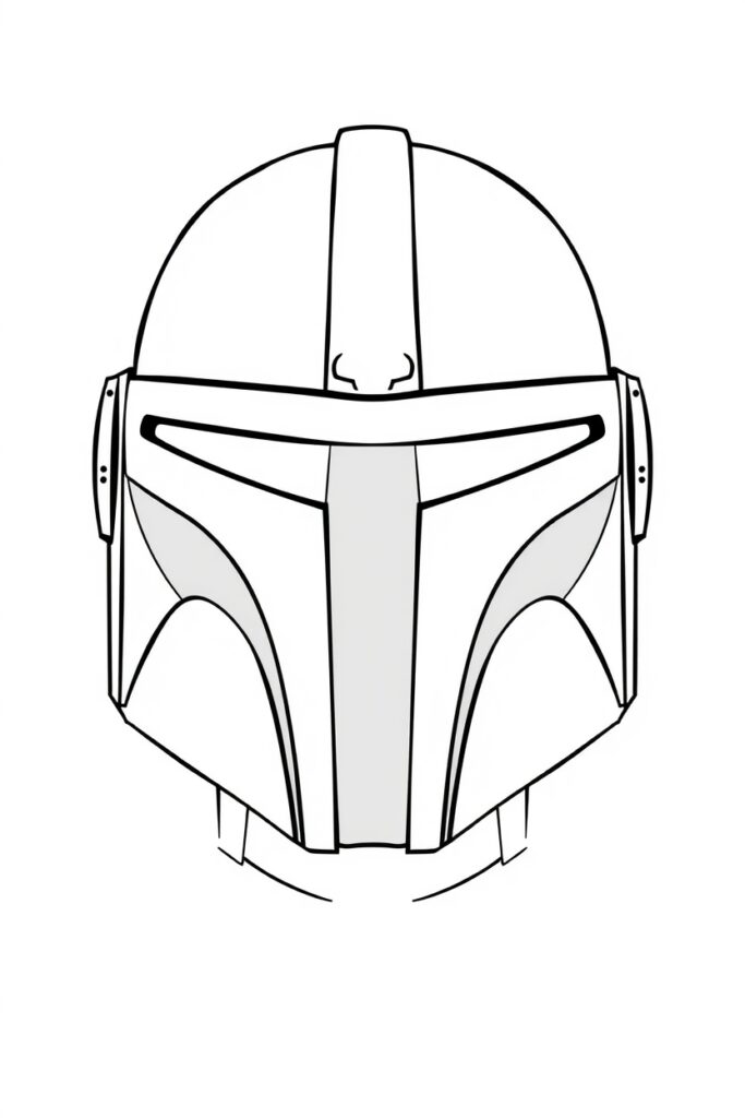 blank coloring page of mandalorian helmet
