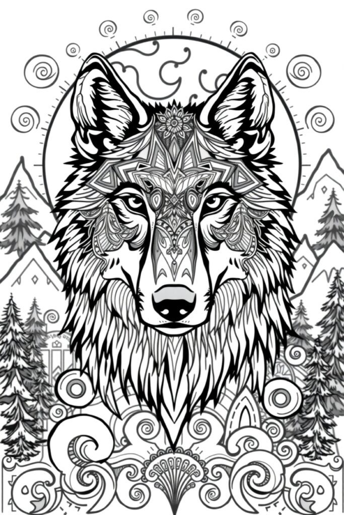 wolf coloring pages for adults