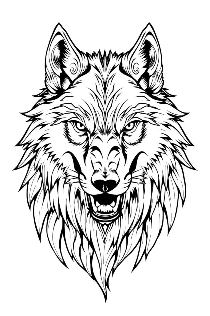 wolf coloring pages for adults