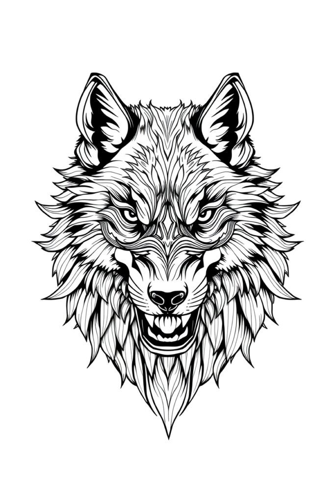 wolf coloring pages for adults