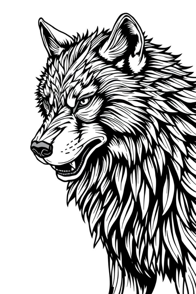 21 Wolf coloring pages for adults