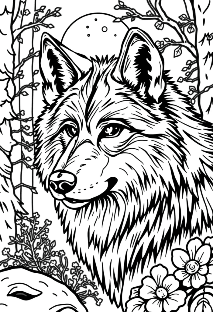 wolf coloring pages for adults