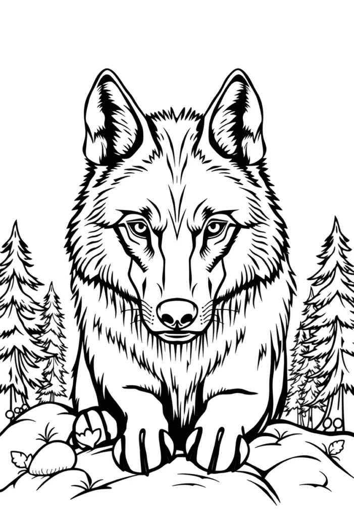 wolf coloring pages for adults