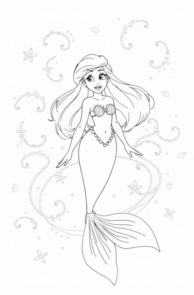 20 ariel coloring pages