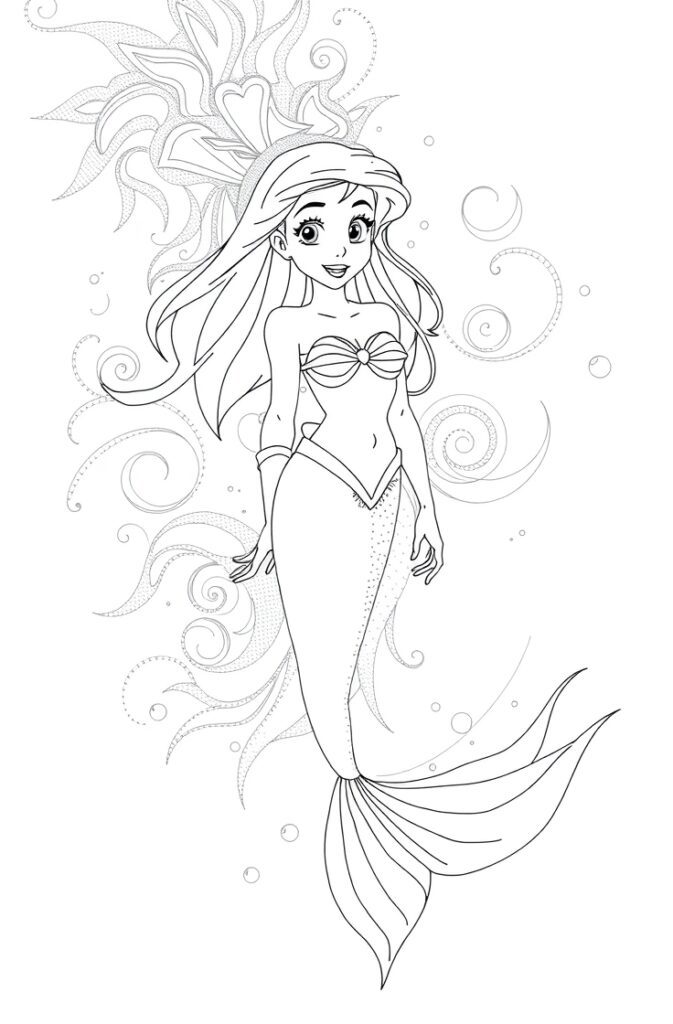 20 ariel coloring pages