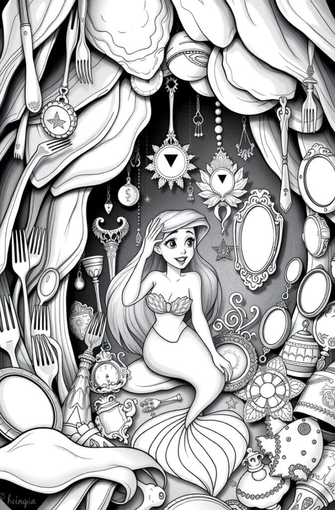 20 ariel coloring pages