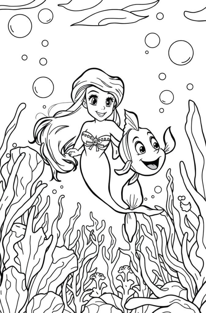 20 ariel coloring pages