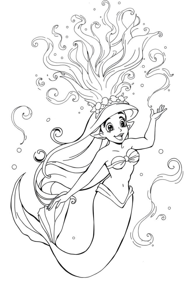 20 ariel coloring pages