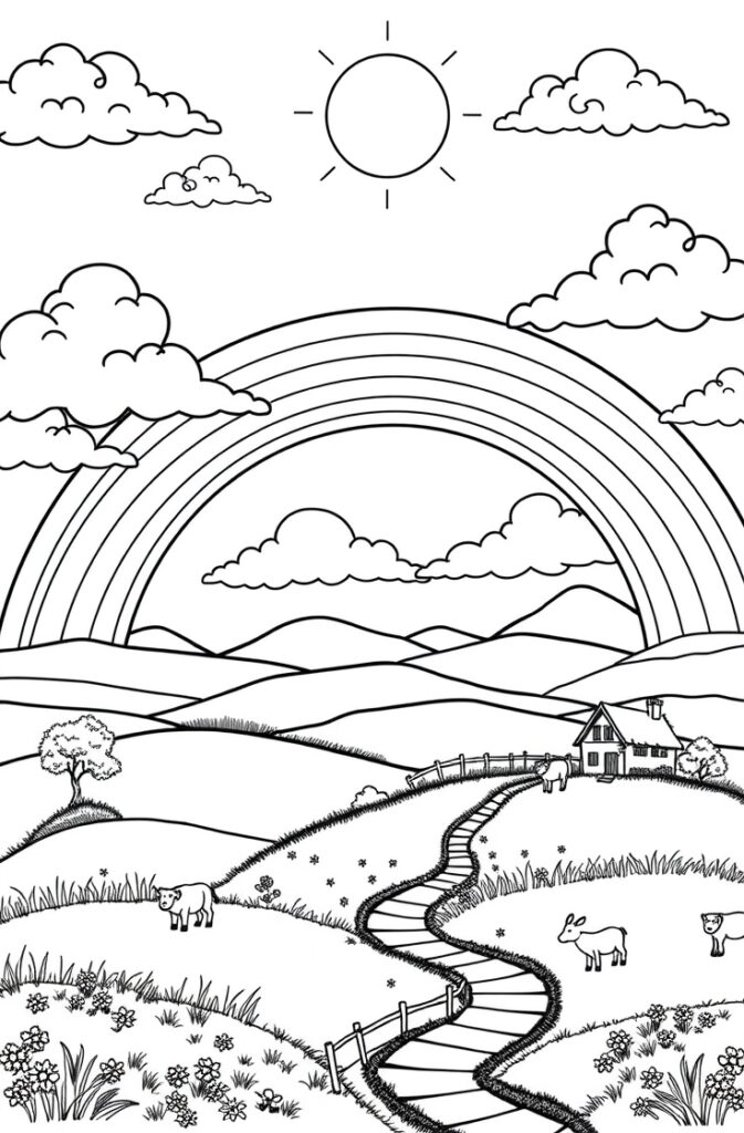 20 rainbow coloring page