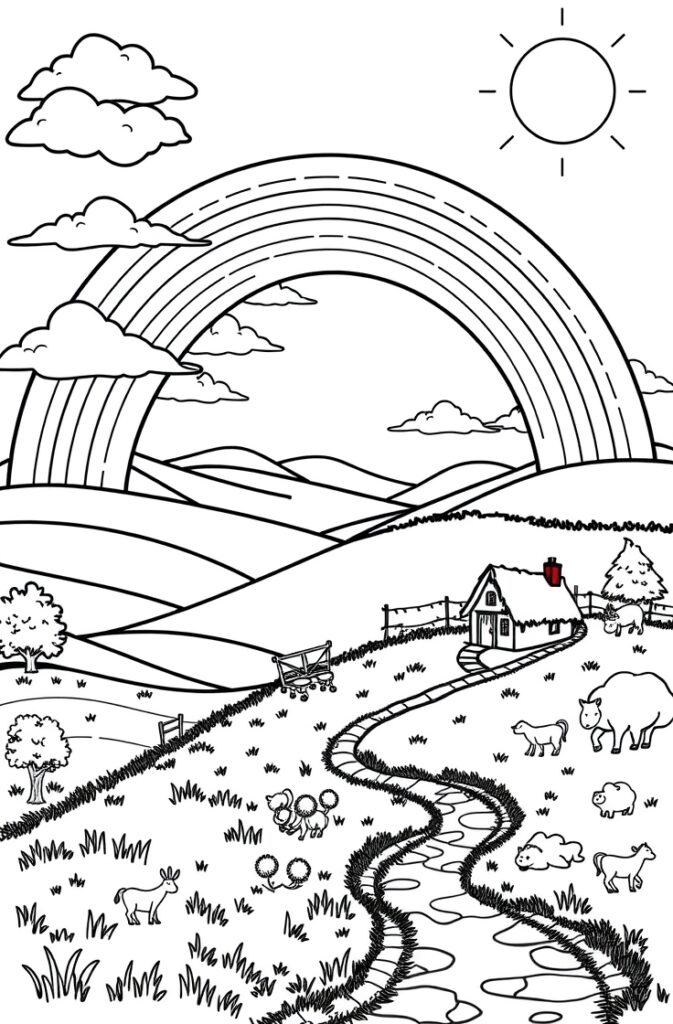 20 rainbow coloring page