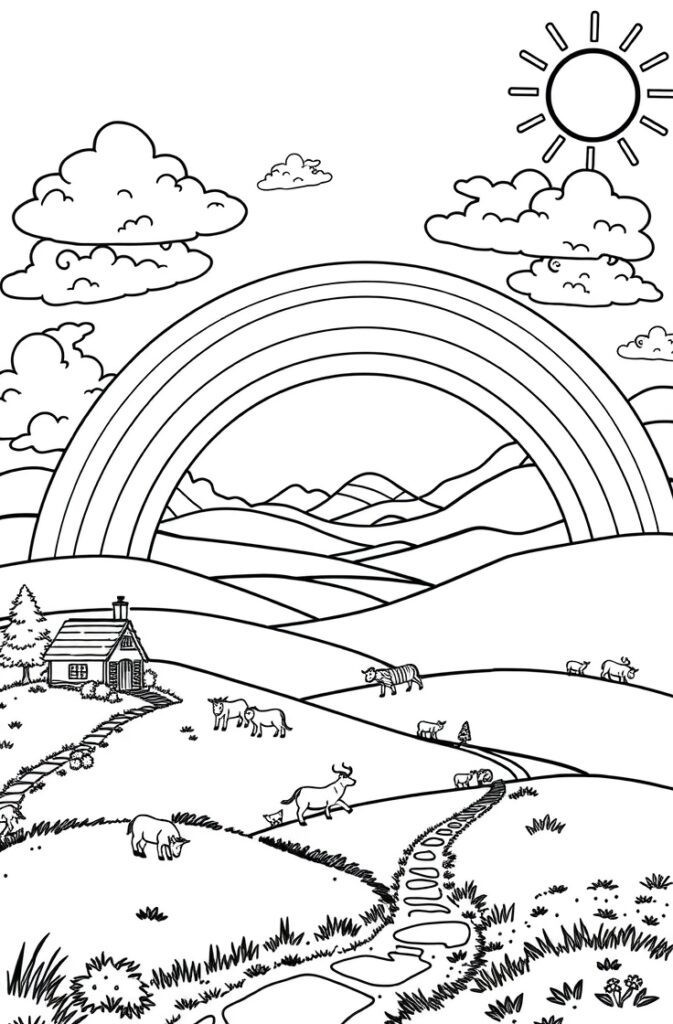 20 rainbow coloring page