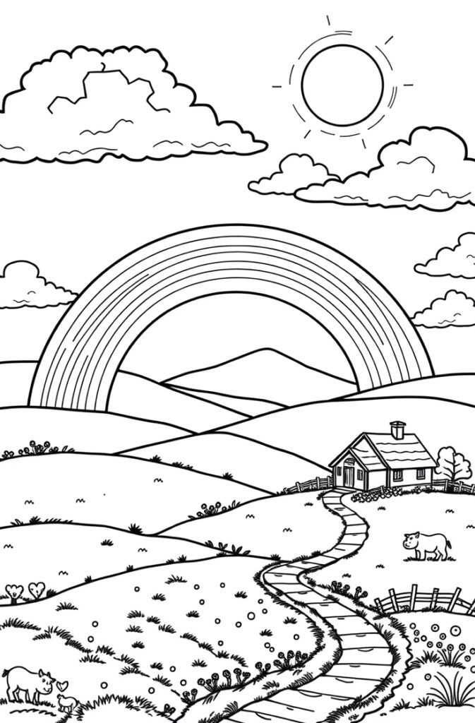 20 rainbow coloring page